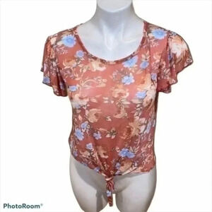 Caution to the wind floral short sleeve blouse  Small NWOT